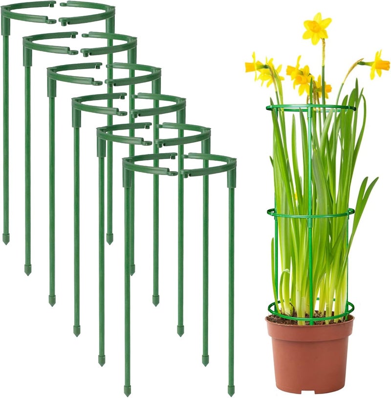 SIBRANT 12Packs Plant Support Stakes Half Round Plant Stakes for Indoor Plants, Stackable 3 Tier Garden Flower Support, Plant Cages for Tomato,Monstera, Peony, Hydrangea, Climbing Plants - Image 1
